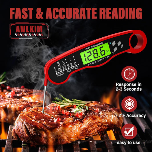 Meat Thermometer Digital - Instant Read Waterproof Food Thermometer wi