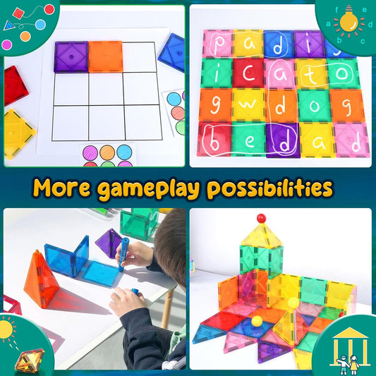 Soyee Magnetic Tiles Toddler Toys Magnetic Building Blocks for Kids Ag