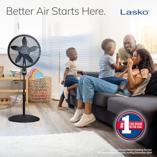 Lasko Oscillating Cyclone Pedestal Fan, Adjustable Height, Timer, Remo