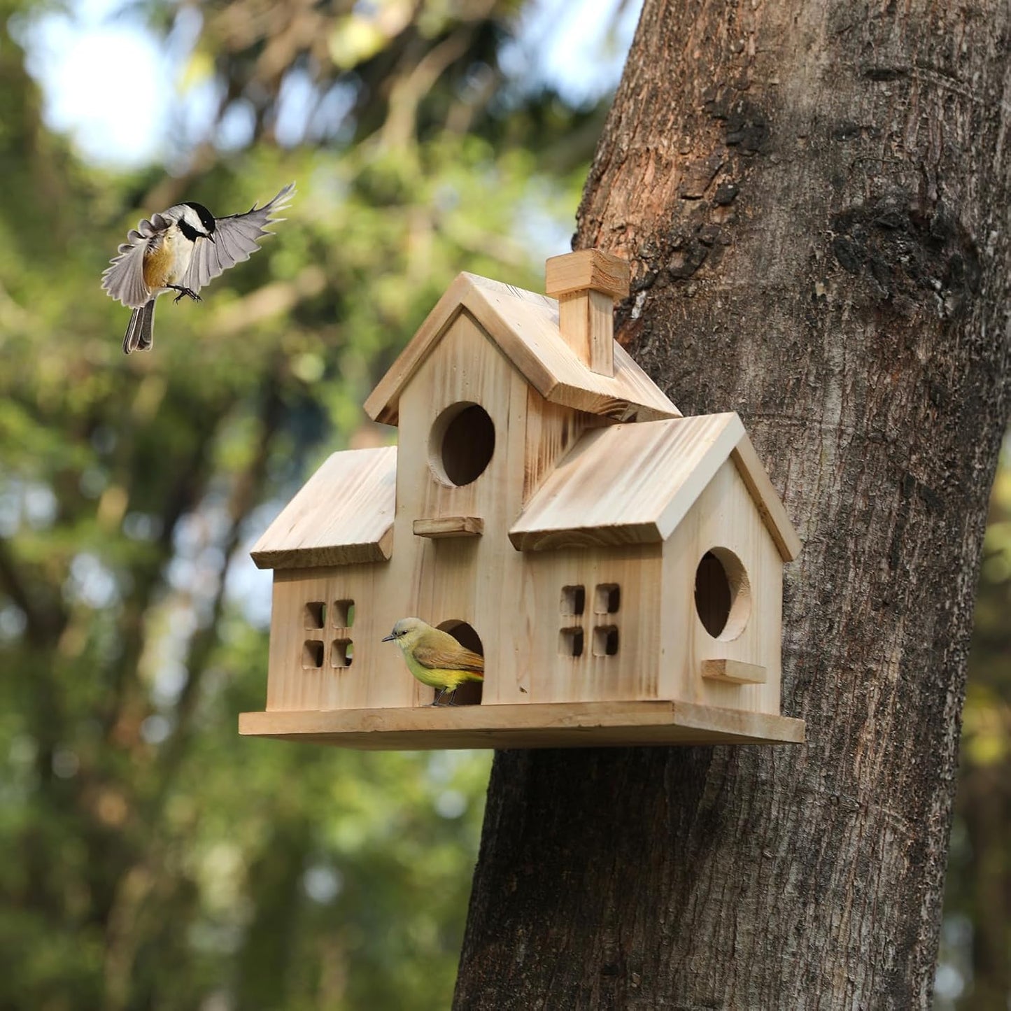Bird House,Large Bird Houses for Outside,Hummingbird House,Bluebird Finch Wooden Hanging Birdhouse for Garden Wooden