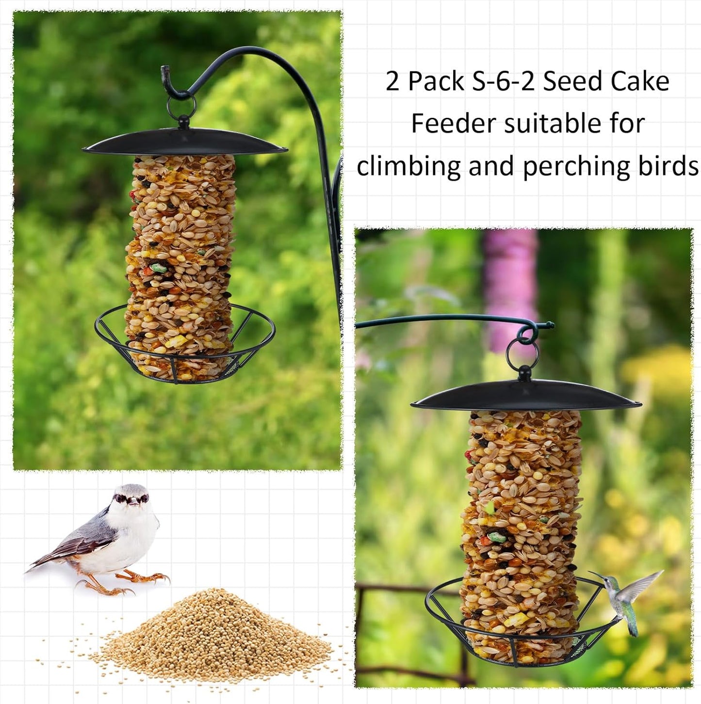 1 Pack Cylinder Bird Feeder Outdoor S-6-2 Seed Cake Feeder Metal Suet Cake Holder Backyard Wild Birdfeeding Bird Feeders for Outdoors Garden