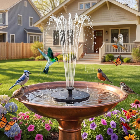 AISITIN Solar Fountain, Solar Bird Bath Fountains Pump with 6 Nozzles,