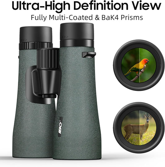 12x50 UHD Binoculars for Adults High Powered with Upgraded Phone Adapter - Large View, Lightweight, IPX7 Waterproof, BAK4 Prism - Binoculars for Hunting Bird Watching Cruise