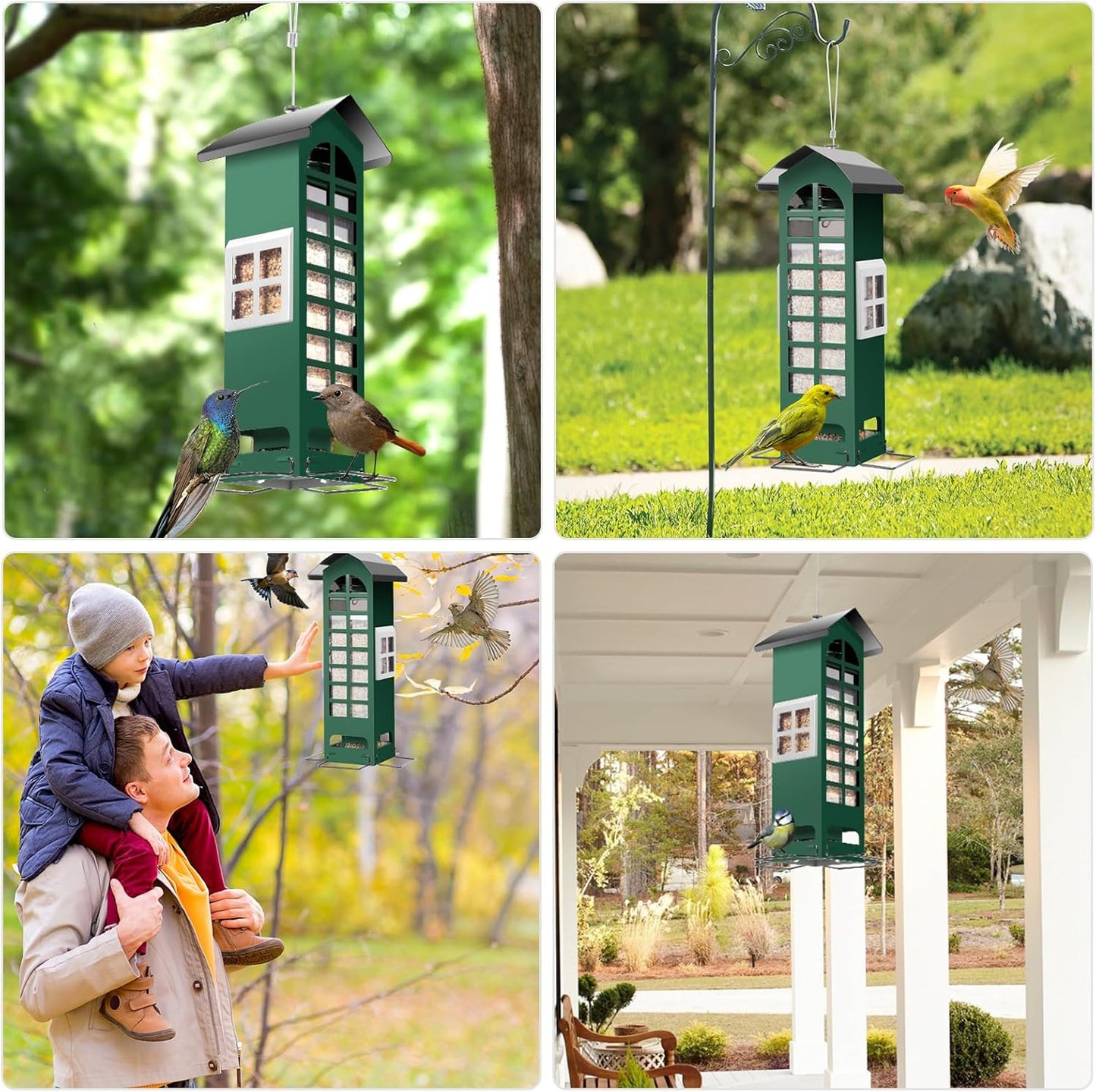 Bird Feeder Squirrel Proof Gravity Protection- Blue Jay Metal Bird Seed Feeders for Outdoor Hanging - Mesh Cardinal Finch Wild Bird Feeders Birdhouse,2.5LB Capacity for Thistle and Mixed Seed