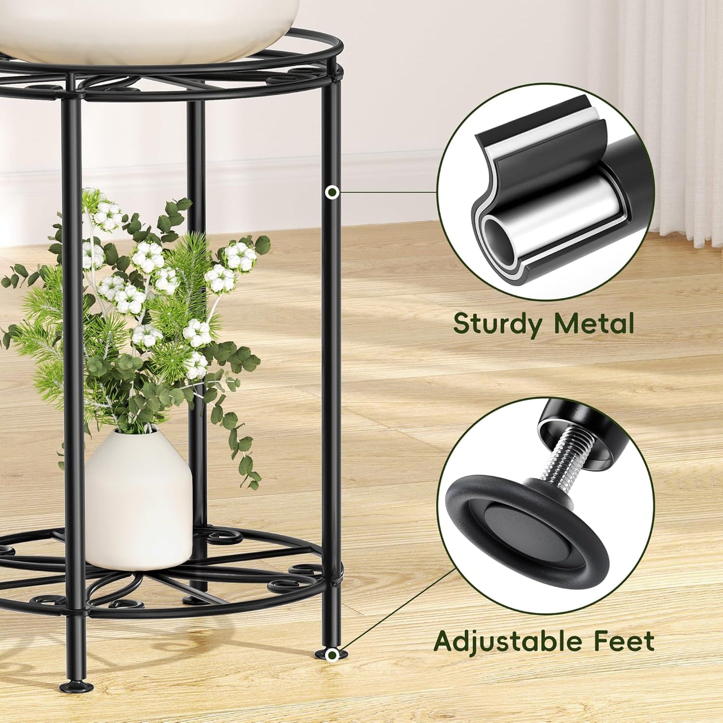 Plant Stand 2-Tier 10.2in Width 16.4in Tall Flower Pot Rack Small Plan