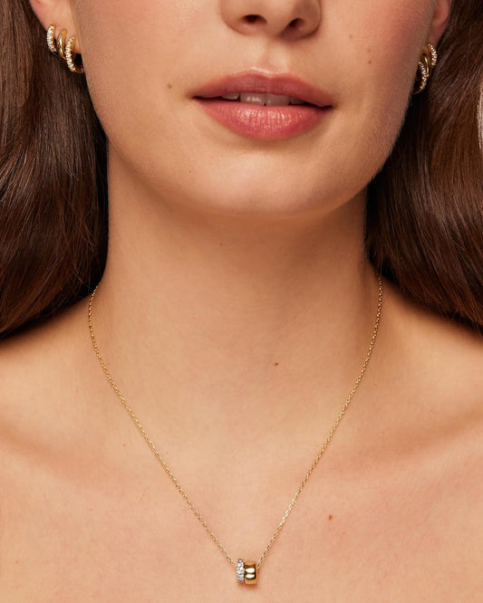 PAVOI 14K Gold Plated Pendant Necklace for Women | Two Distinct Rondel