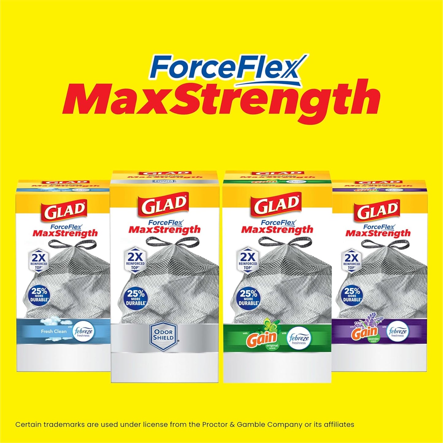 Glad ForceFlex MaxStrength XL Kitchen Trash Bags, 20 Gal, Fresh Clean, 80 Ct (Package May Vary)