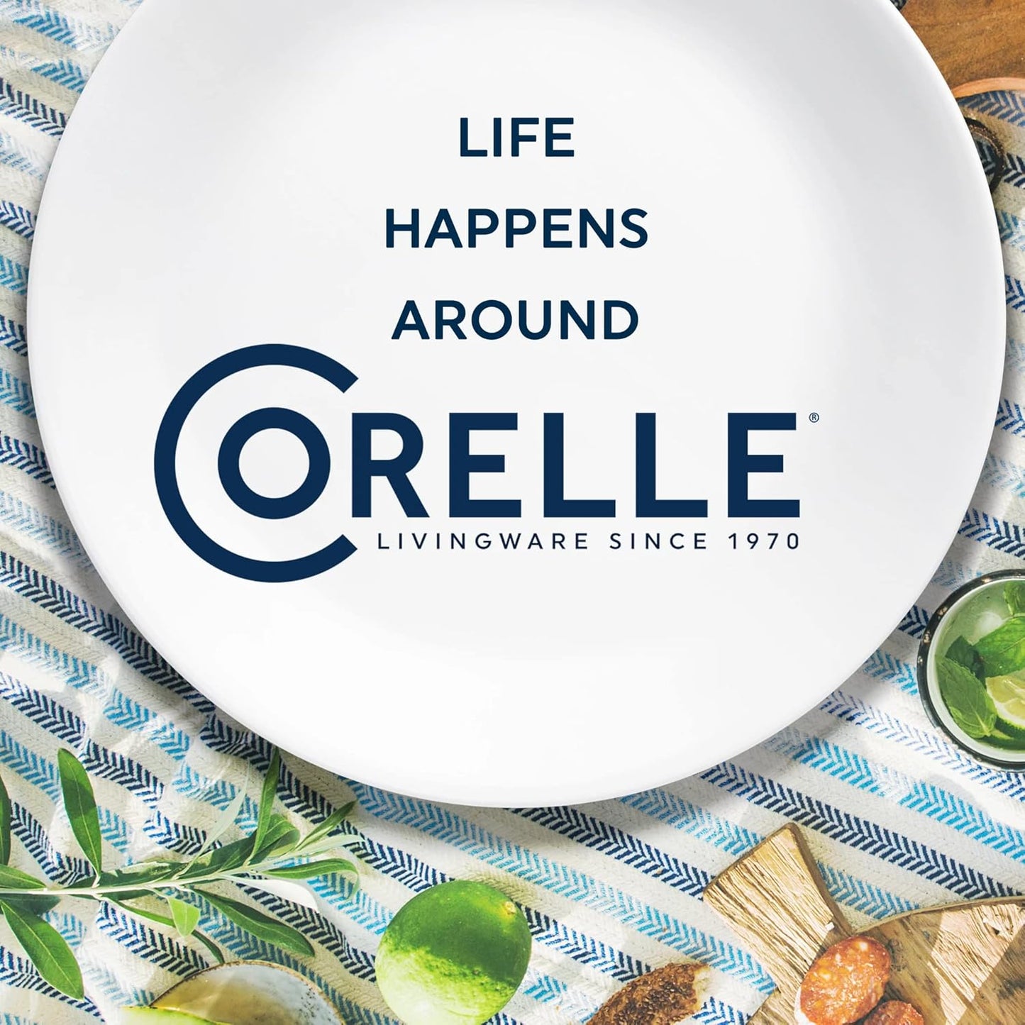Corelle Vitrelle 18-Piece Service for 6 Dinnerware Set Triple Layer Gl