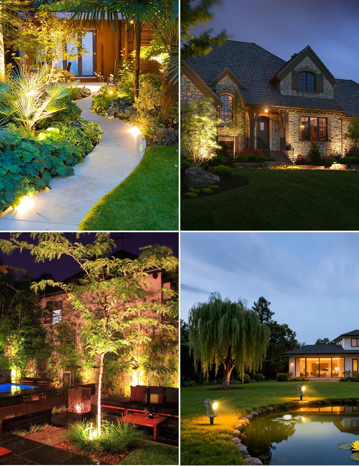 ZYAN Solar Landscape Spotlights, Separate Monocrystalline Panels & USB