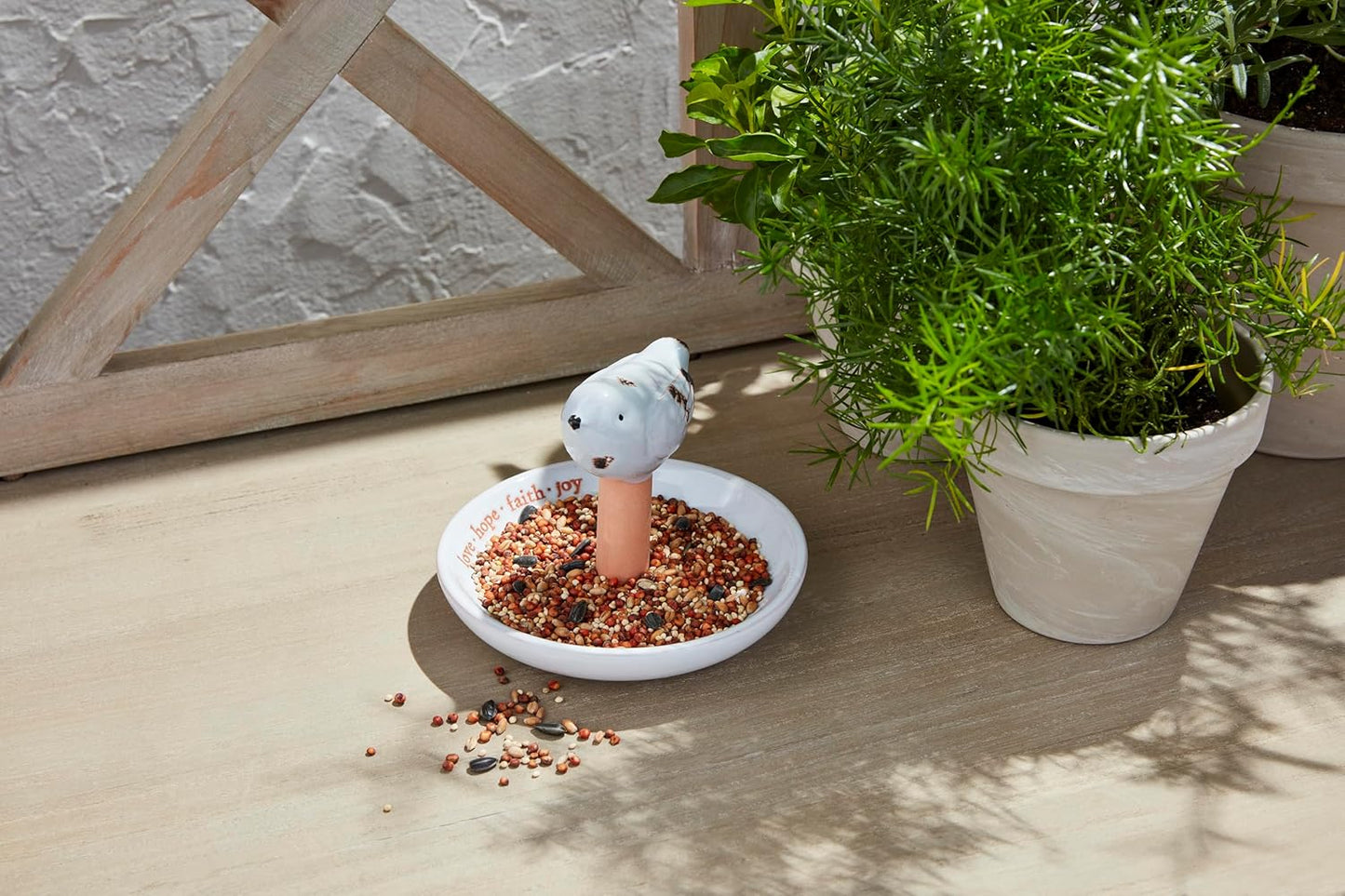 Mud Pie Cardinal Ceramic Bird Feeder; 6" X 5 1/2" Dia