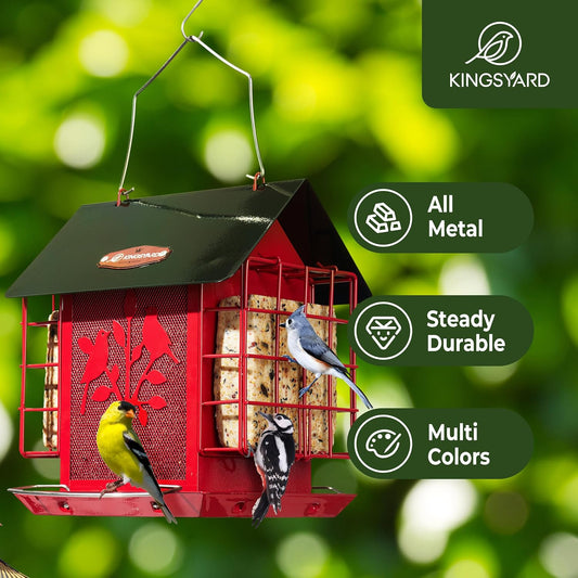 Kingsyard Metal Bird Feeder for Outdoor Hanging, Wild Bird Feeder with