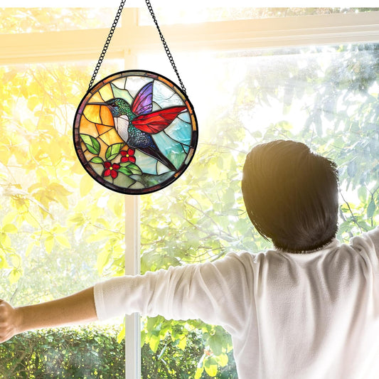 Stained Glass Window Hanging, Hummingbird Gifts Sun Catchers Diamond G