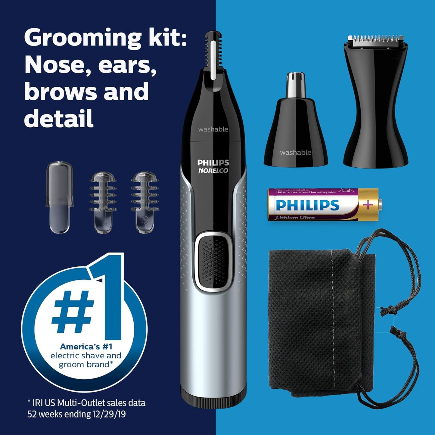 Norelco Philips Nose Trimmer 5000 for Nose, Ears, Eyebrows Trimming Ki