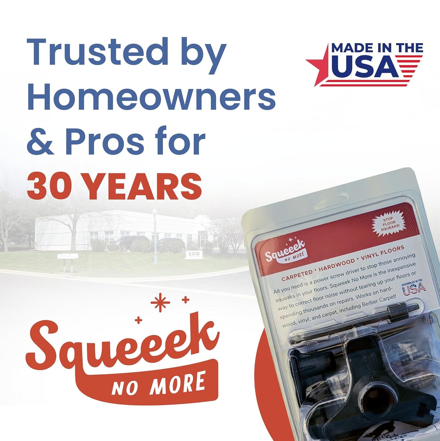 Squeaky Floor Repair Kit for Hardwood, Carpet, Vinyl & Linoleum – Complete Floor Squeak Repair Kit Includes Joist Finder Drill Bits, Tripod Fixture and 50 Counter-snap Screws