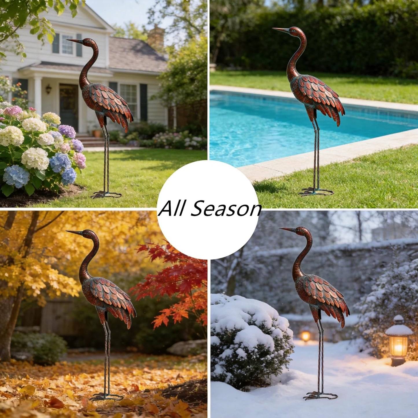 chisheen Outdoor Garden Crane Statues and Sculptures Metal Yard Art Statue for Garden Decoration Large Size