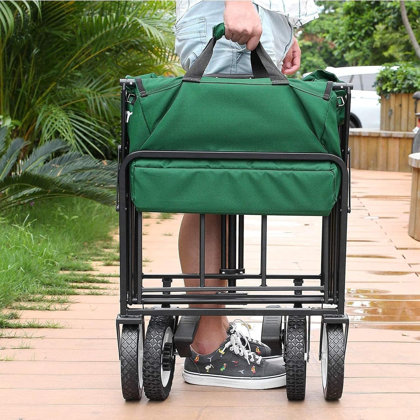 Folding Camping Cart,Garden Wagon,Collapsible Beach Garden Trolley,Cart Heavy Duty Trolley-for Shopping Beach Outdoor Garden Picnic