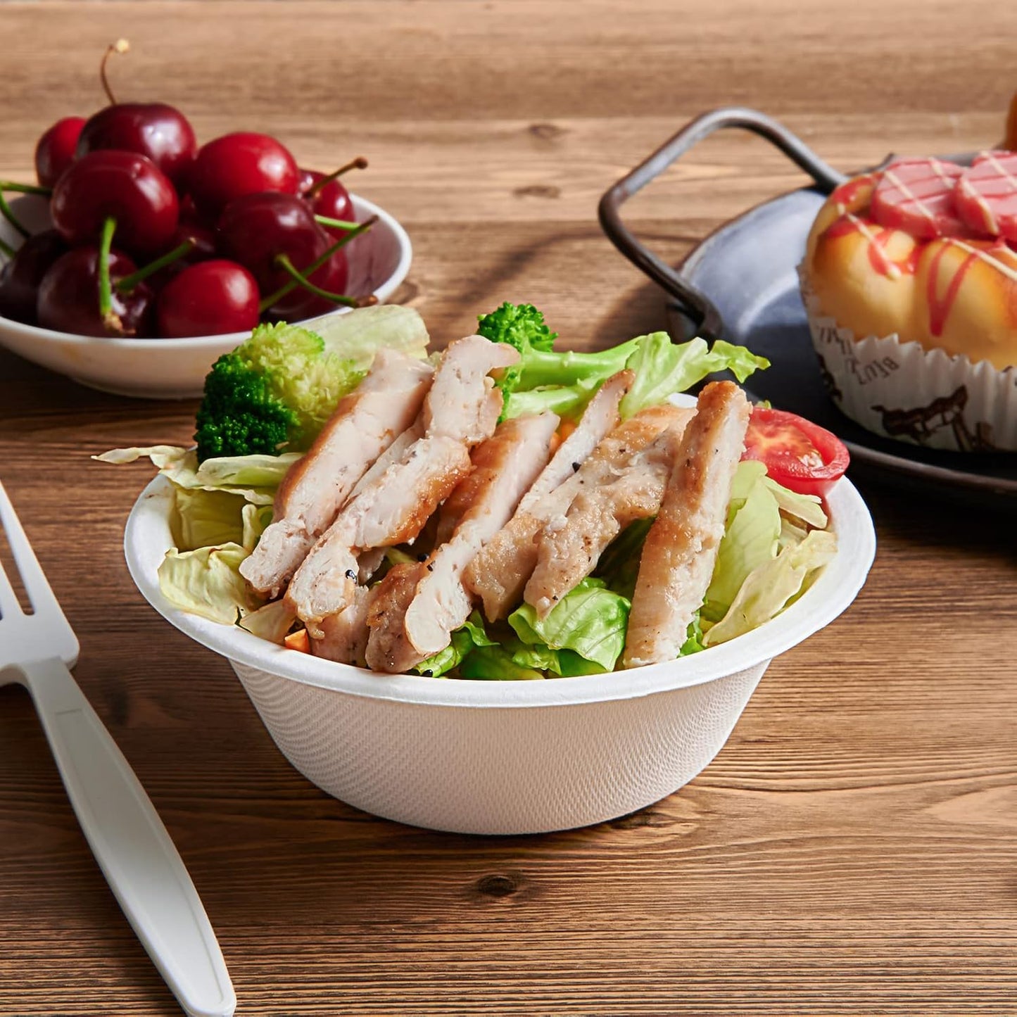 Vplus 200 Pack 12 OZ Paper Bowls, Disposable Compostable Bowls Bulk, E