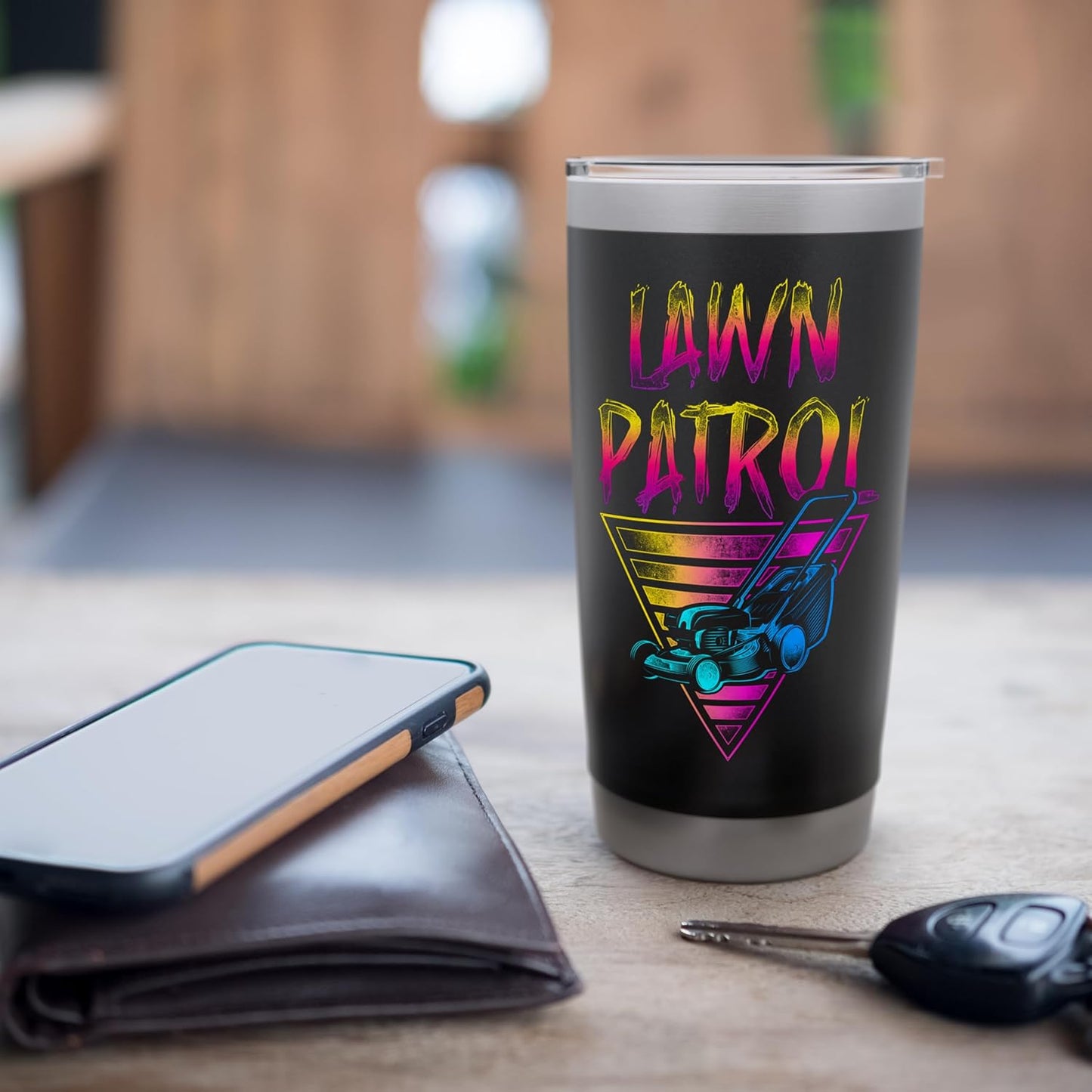 Lawn Mower Mowing Dad Father Landscaper Retro 80S 90S Lawn Stainless Steel Insulated Tumbler