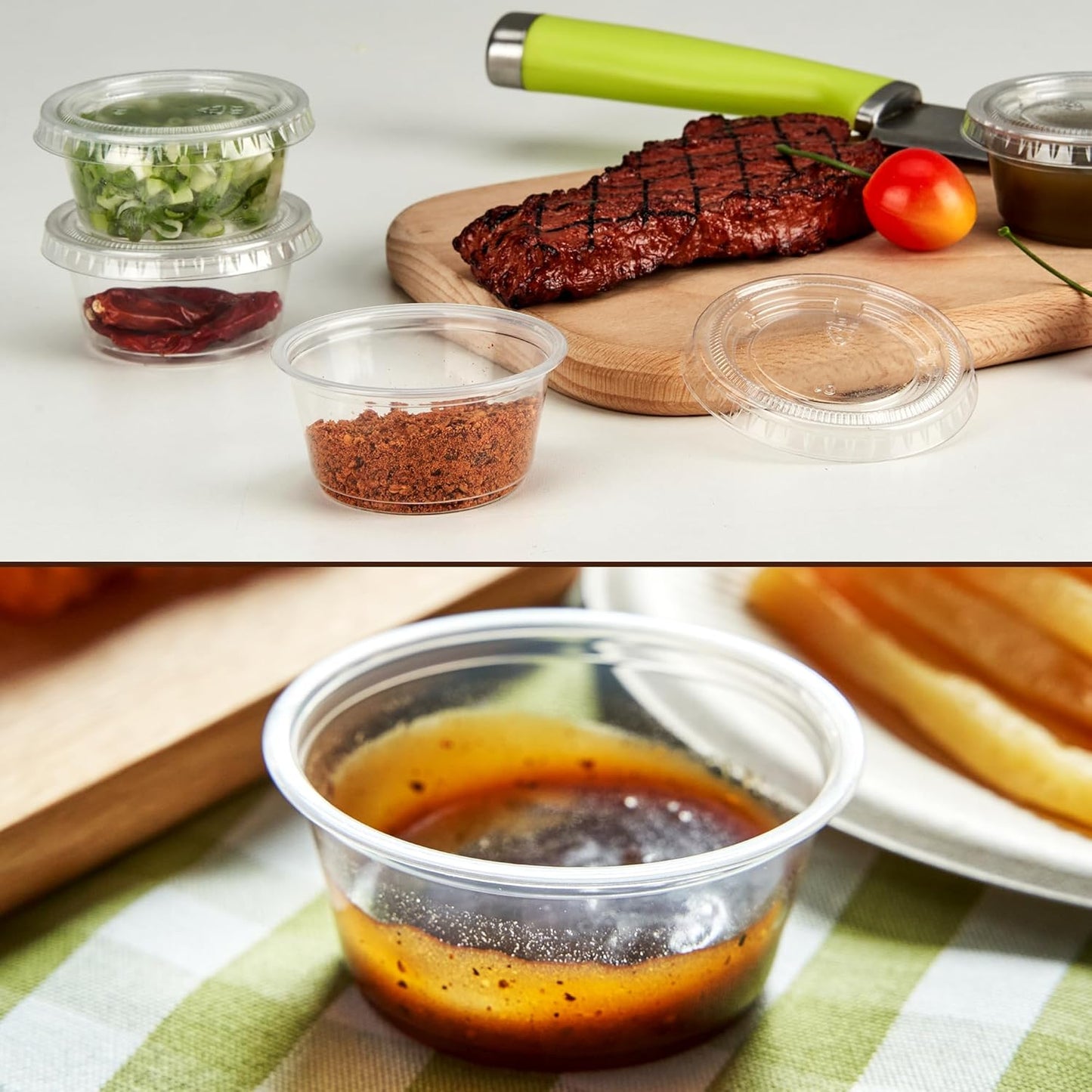 YEEHAW 100 Sets - 2 oz Jello Shot Cups with Lids, Portion Cups, Clear Disposable Plastic Jello Shot Cups for Meal Prep, Salad Dressing, Soufflé, Portion Containers