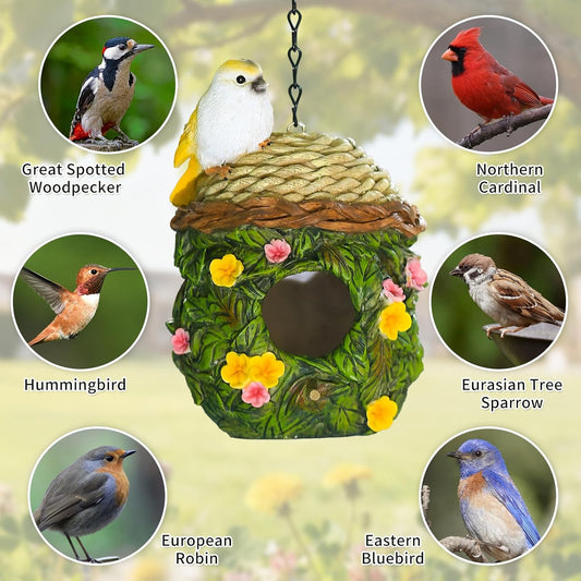 Bird Houses for Outside Bird Nesting Design Resin Birdhouse, Garden Ou
