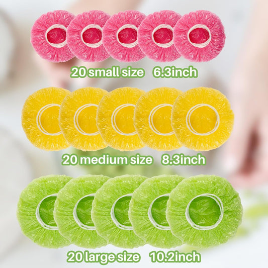 MAQIHAN 60Pcs Bowl Covers Reusable - Plastic Bowl Cover Elastic Fresh Keeping Bags Wrap Reusable Plastic Stretch Elastic Food Storage Covers Sourdough Baking Bread Proofing Rising(3 Sizes)