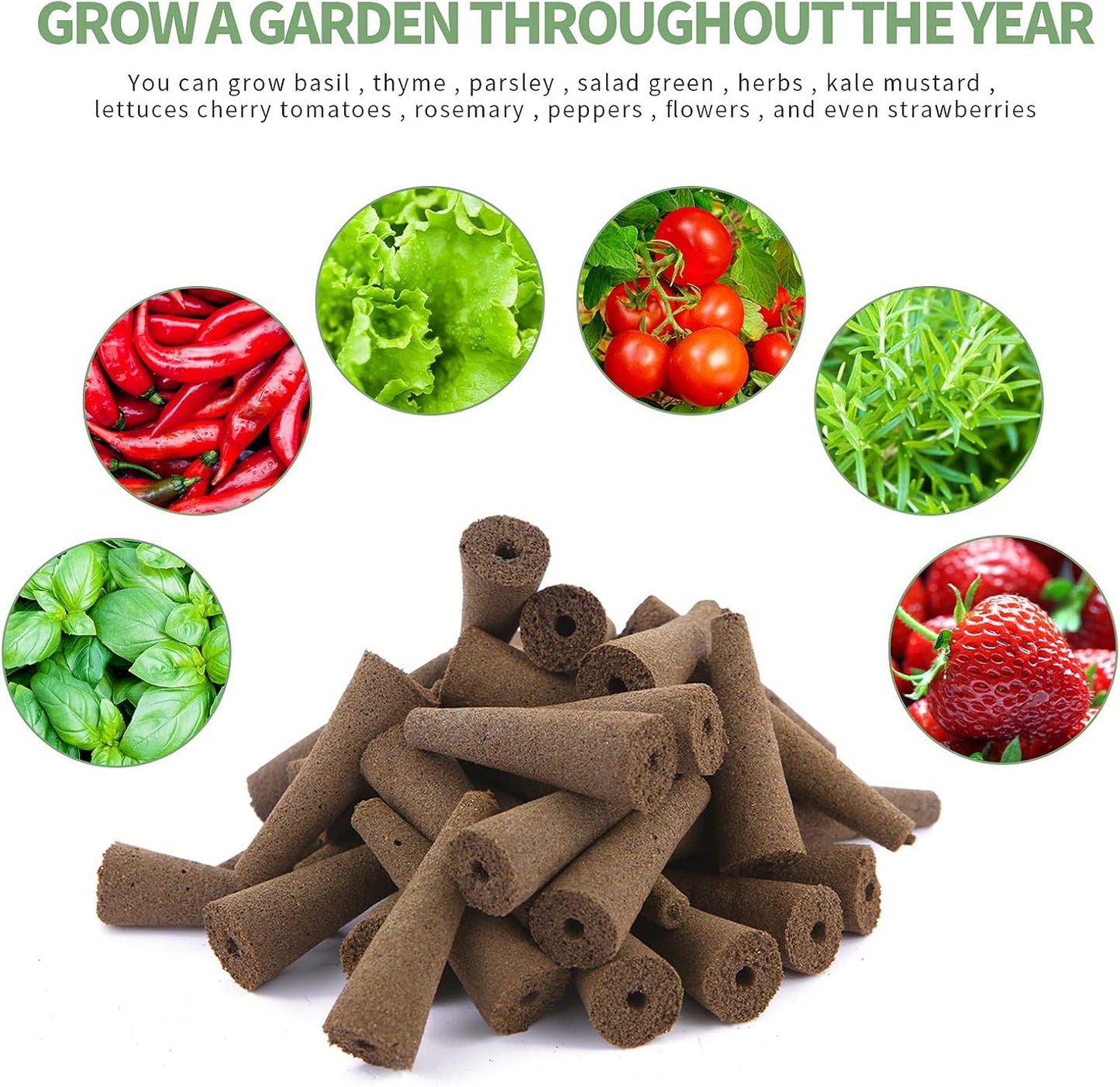 80 Pack Grow Sponges, Seed Pods Replacement Root Growth Sponges Compatible with AeroGarden, Moldy-Free, Kit with 10 Pod Labels for Hydroponic Indoor Garden System