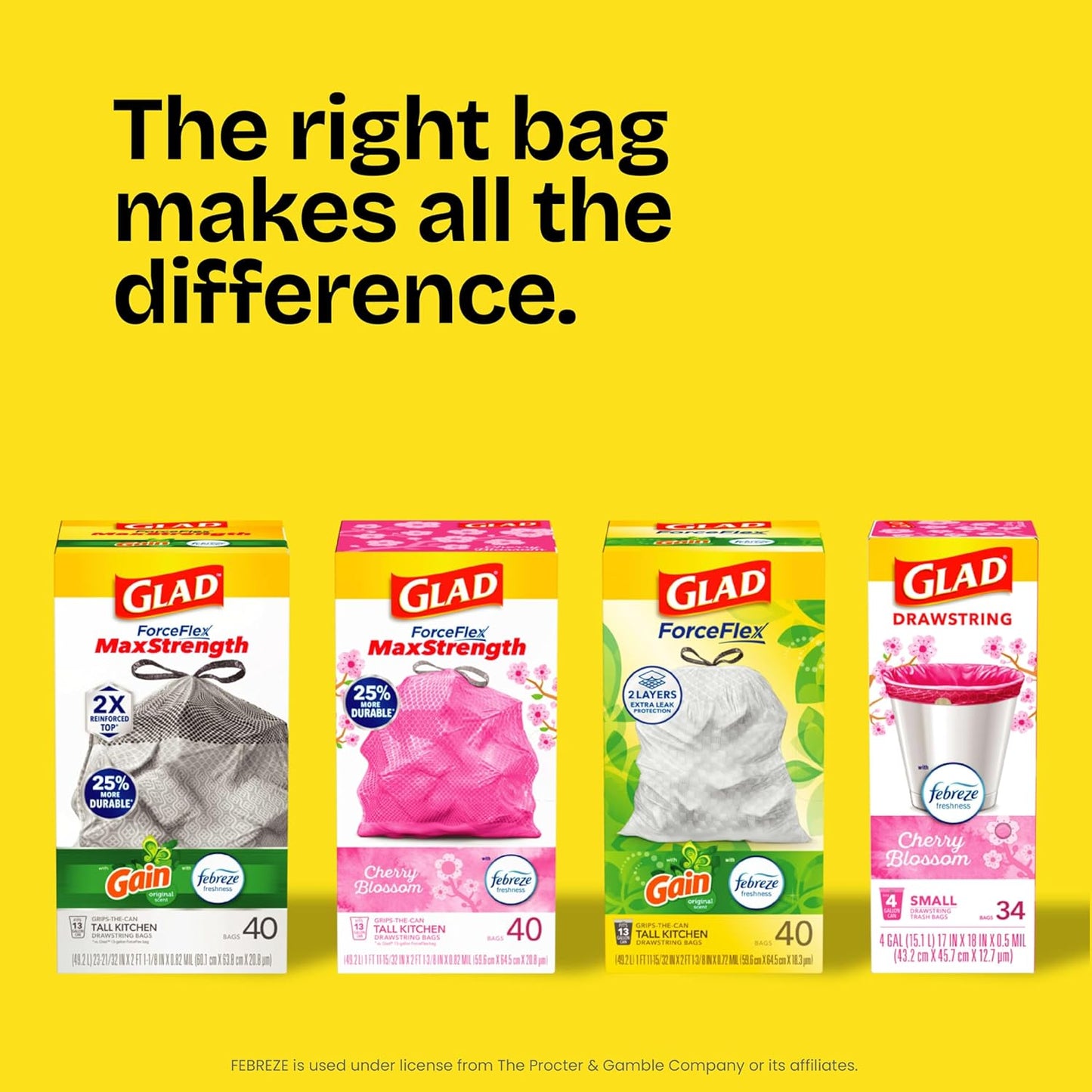 Glad ForceFlex Tall Kitchen Drawstring Trash Bags, 13 Gal, Fragrance Free, 110 Ct (Package May Vary)