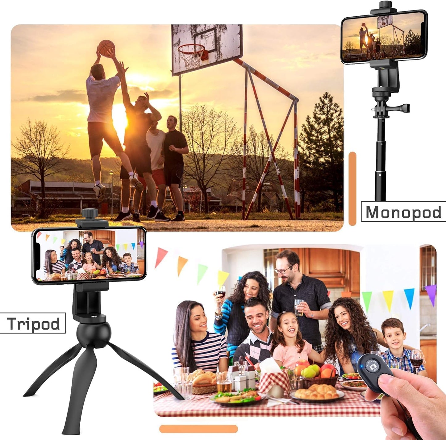 Acuvar Premium Smartphone Holder/Vertical and Horizontal Tripod Mount Adapter Rotatable Bracket with 1/4 inch Screw/Adjustable Clip for iPhone, Android Cell Phone, Selfie Stick, Camera Stand