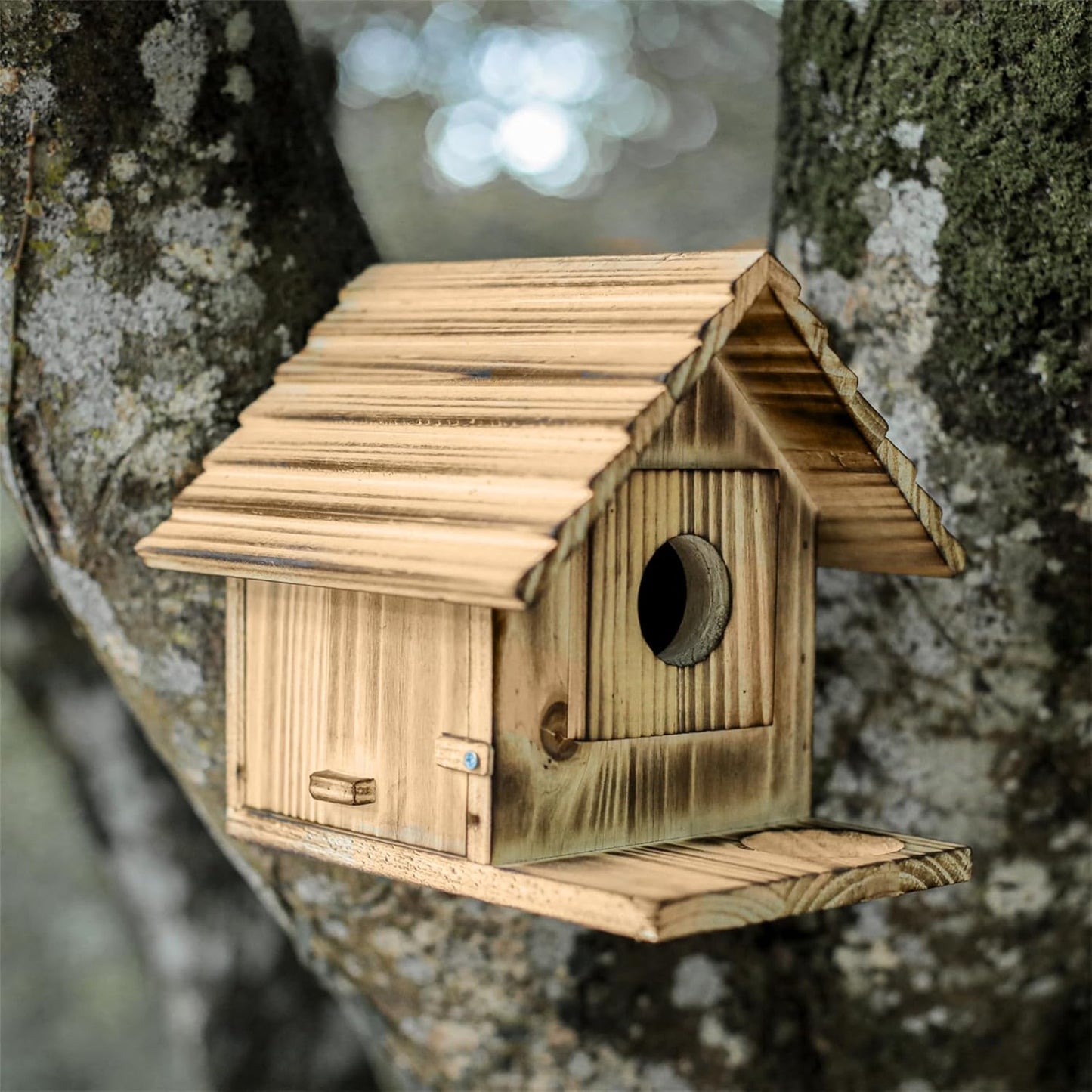 Bird House for Outside - Wooden Bluebird House - Weatherproof Outdoor Birdhouse for Garden Birds - Durable Nesting Box for Wild Bird Watching & Garden Decoration
