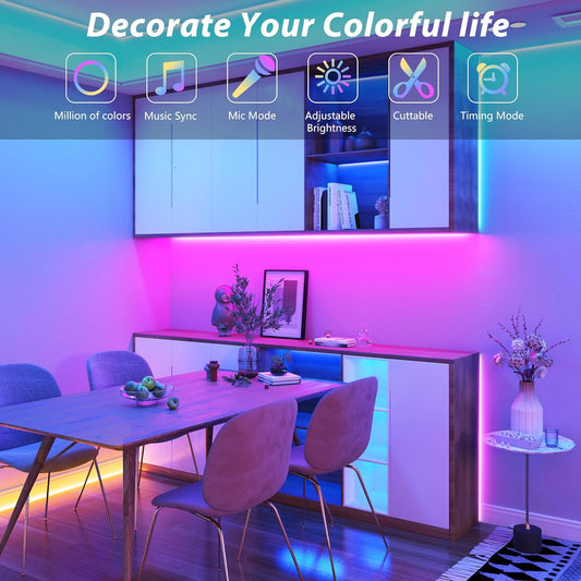 Led Lights for Bedroom 150 ft (2 Rolls of 75ft), Music Sync RGB Led St