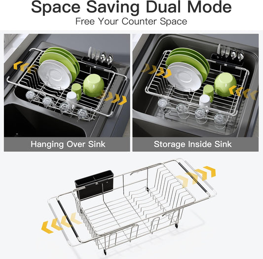 JASIWAY Dish Drying Rack in Sink, Expandable Stainless Steel Dish Drai