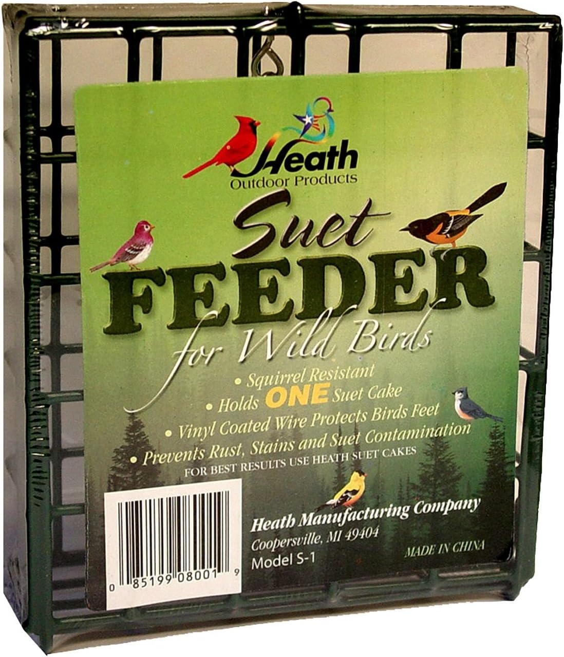 Heath Outdoor Products S-1-8 Single Hanging Suet Feeder , Green