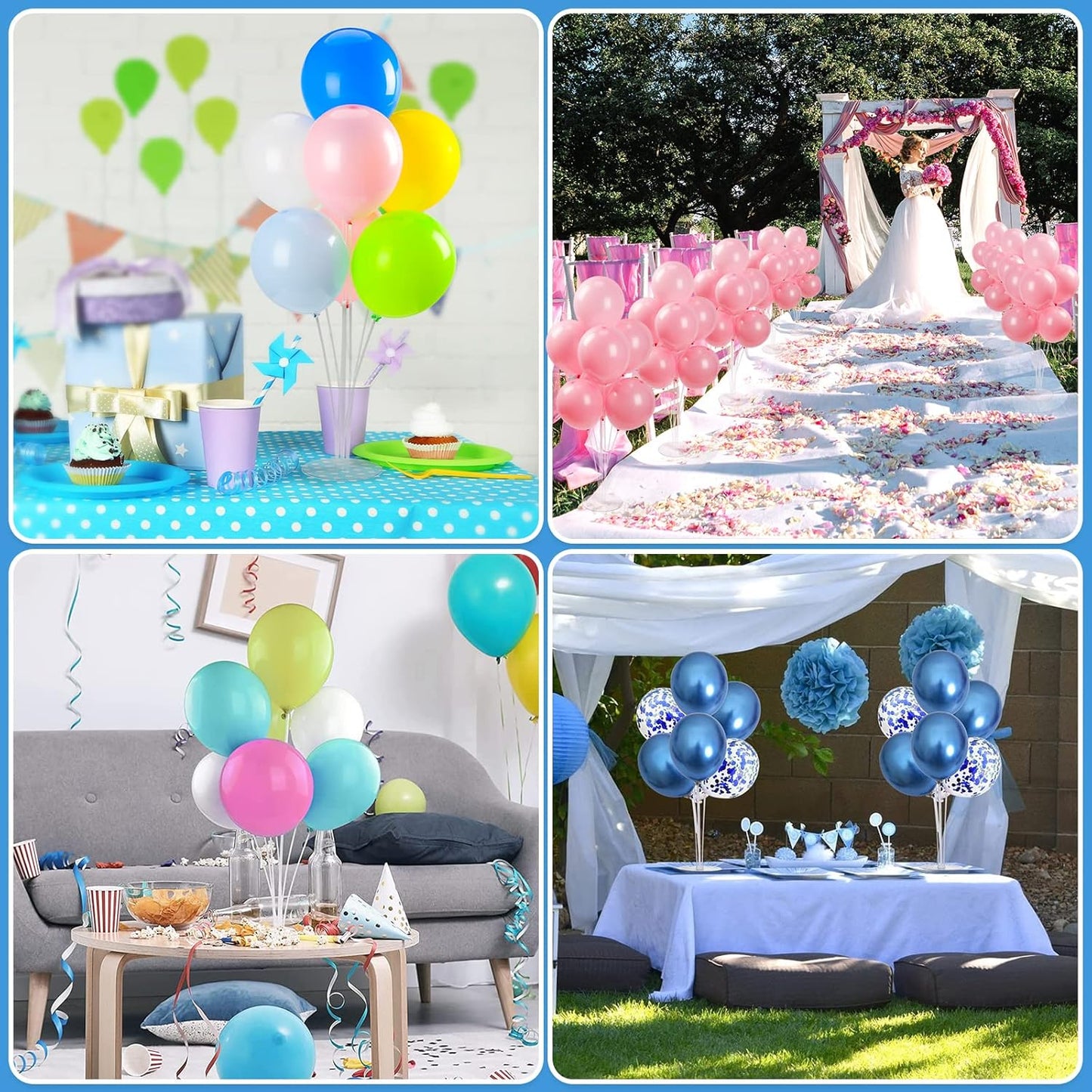 4 Sets Balloon Stand Kits, Balloon Sticks Holder with Base for Table Graduation Birthday Baby Shower Gender Reveal Party Decorations