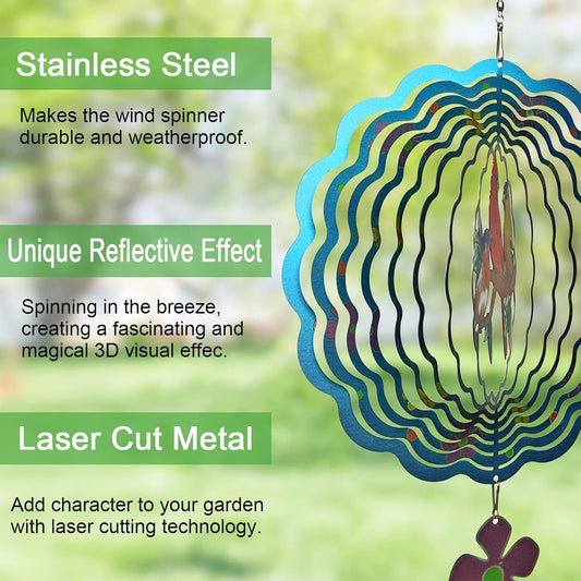 Birds Wind Spinner,Metal Wind Spinners for Outdoor,3D Double Sided Han
