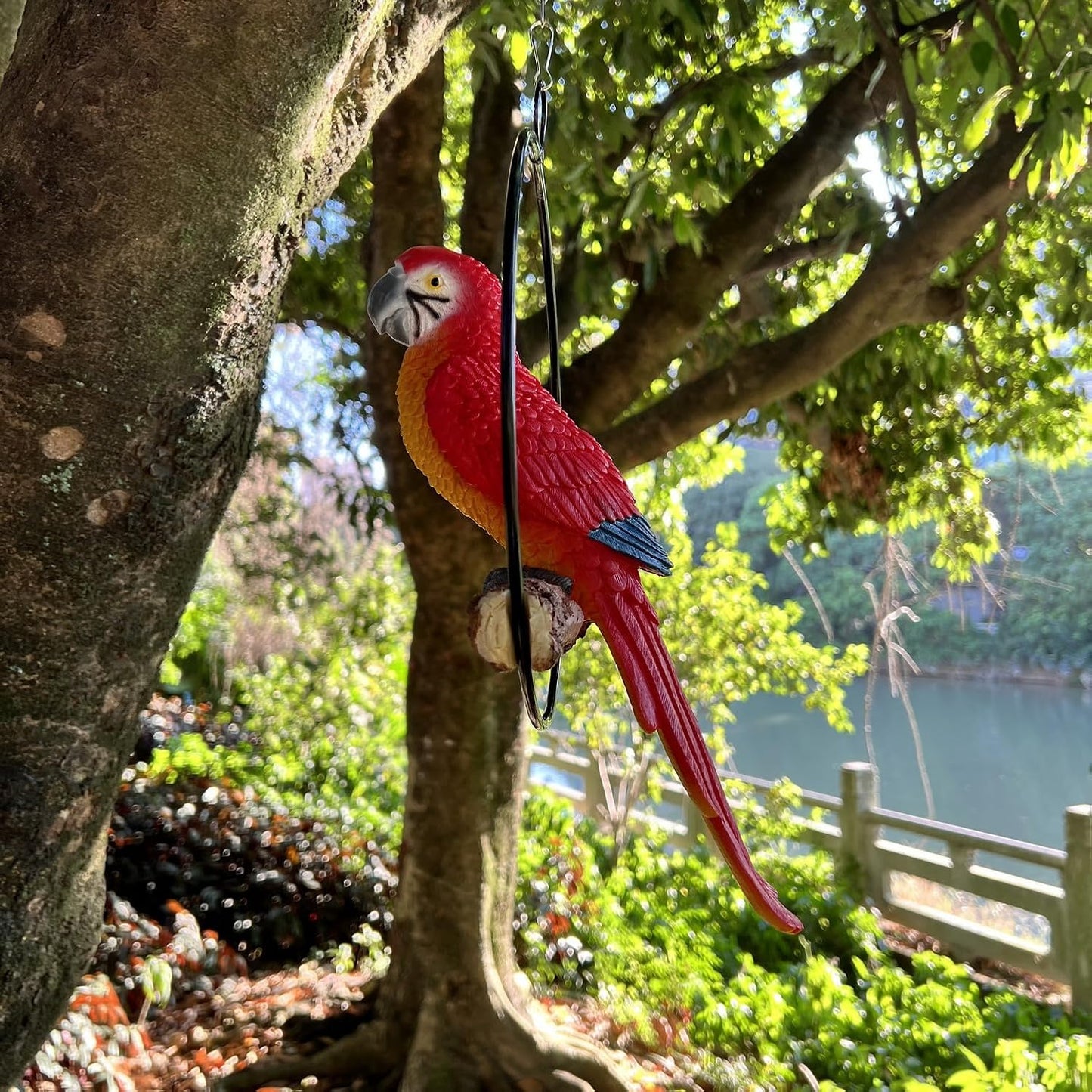 Parrot Statue 14 Inch Realistic Resin Animal Sculpture for Ornament Patio Yard Lawn Home Decor