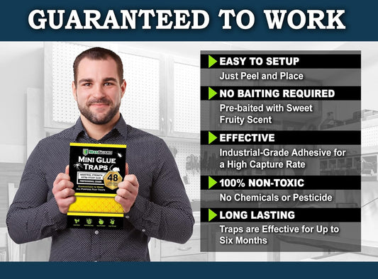 MaxGuard Mini Glue Traps (48 Traps) Non-Toxic Extra Sticky Glue Board