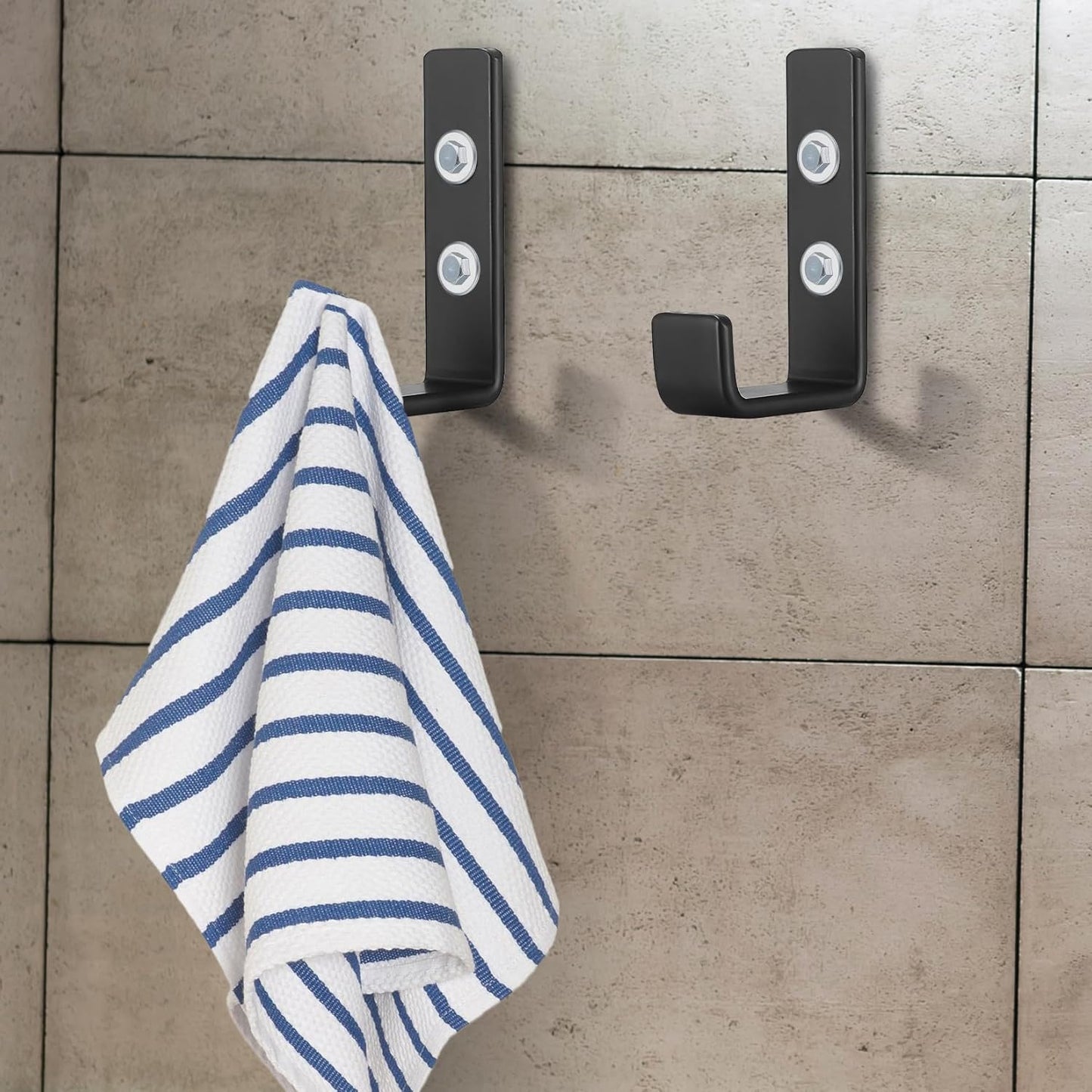 Heavy Duty Garage Hooks for Hanging, 4pcs Black Garage Storage Wall Mount J Hook Heavy Duty, J Utility Hooks for Extension Cord Tool Cable, Clothes, Keys Hook (4Pcs)