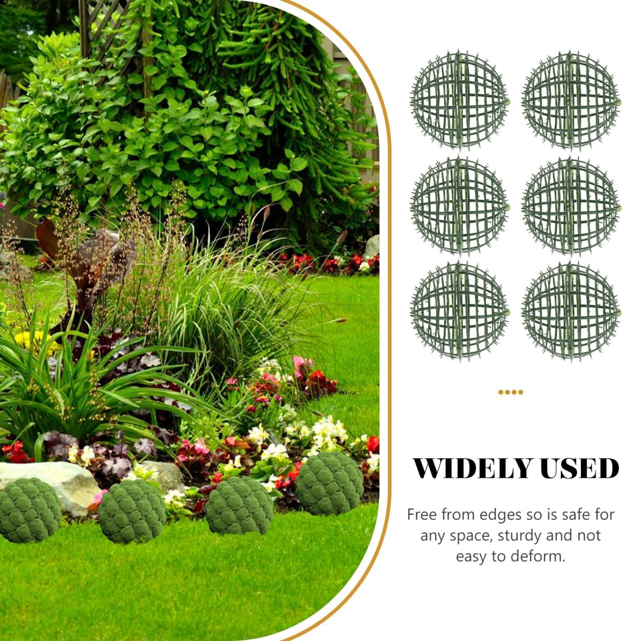 Housoutil 20cm Topiary Ball Frame, 6pcs Plastic Plant Support Cage, Sphere Flower Arrangement Holder for Garden Wedding Outdoor Decor Artificial Greenery Wreath Form Rack DIY Floral Stand