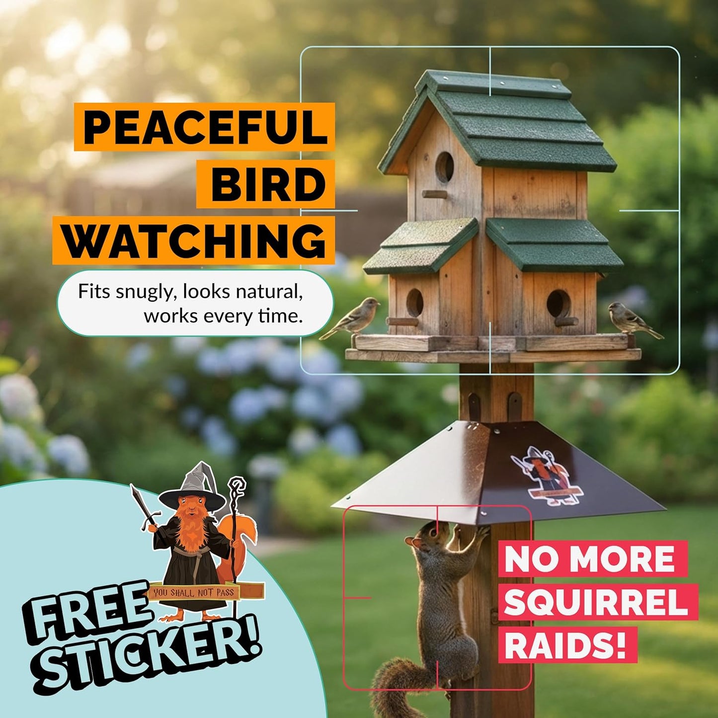 Squirrel Baffle for 4x4 Post | Metal Bird Feeder Squirrel Guard Baffles for Bird Feeders for Outdoors, Extra Large Cone Blocker for Post Sized 4 x 4, Also Effective As a Raccoon Baffle for 4x4 Posts