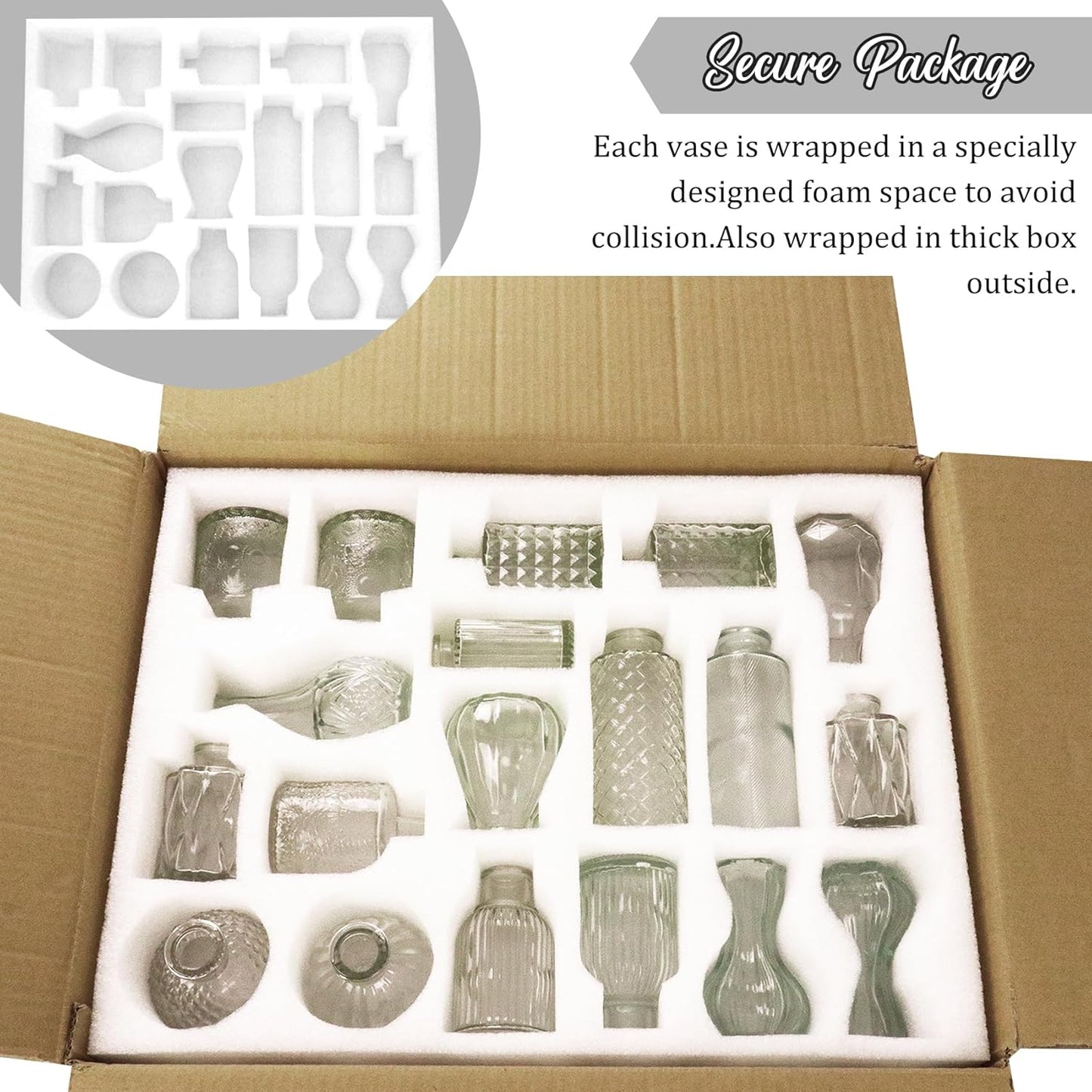 36Pcs Bud Vases Set Small Vintage Glass Bottles Clear Bud Vases in Bulk Multiple Shape Cute Glass Vases for Rustic Wedding Centerpieces Table Decorations and Home Decor(Clear)