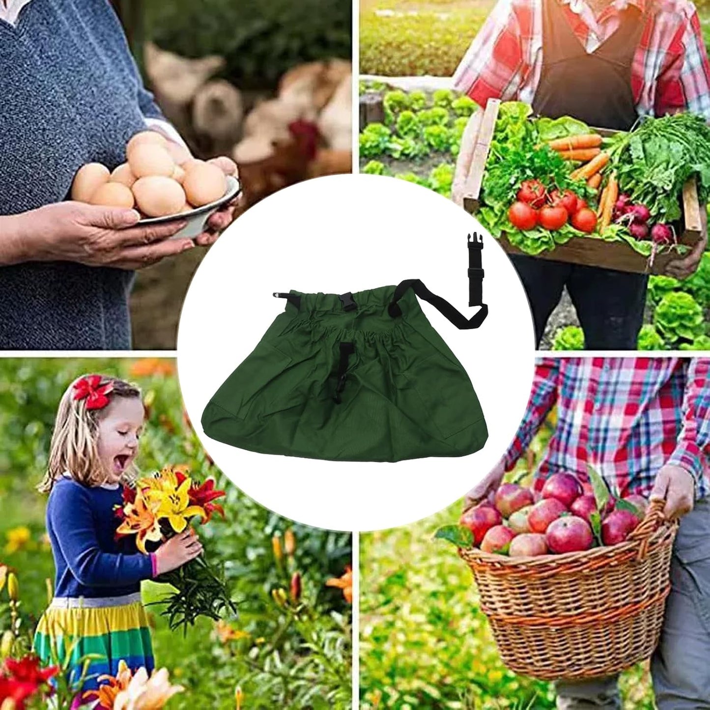 Gardening Apron with Pockets - Adjustable Harvest Apron Weeding Apron