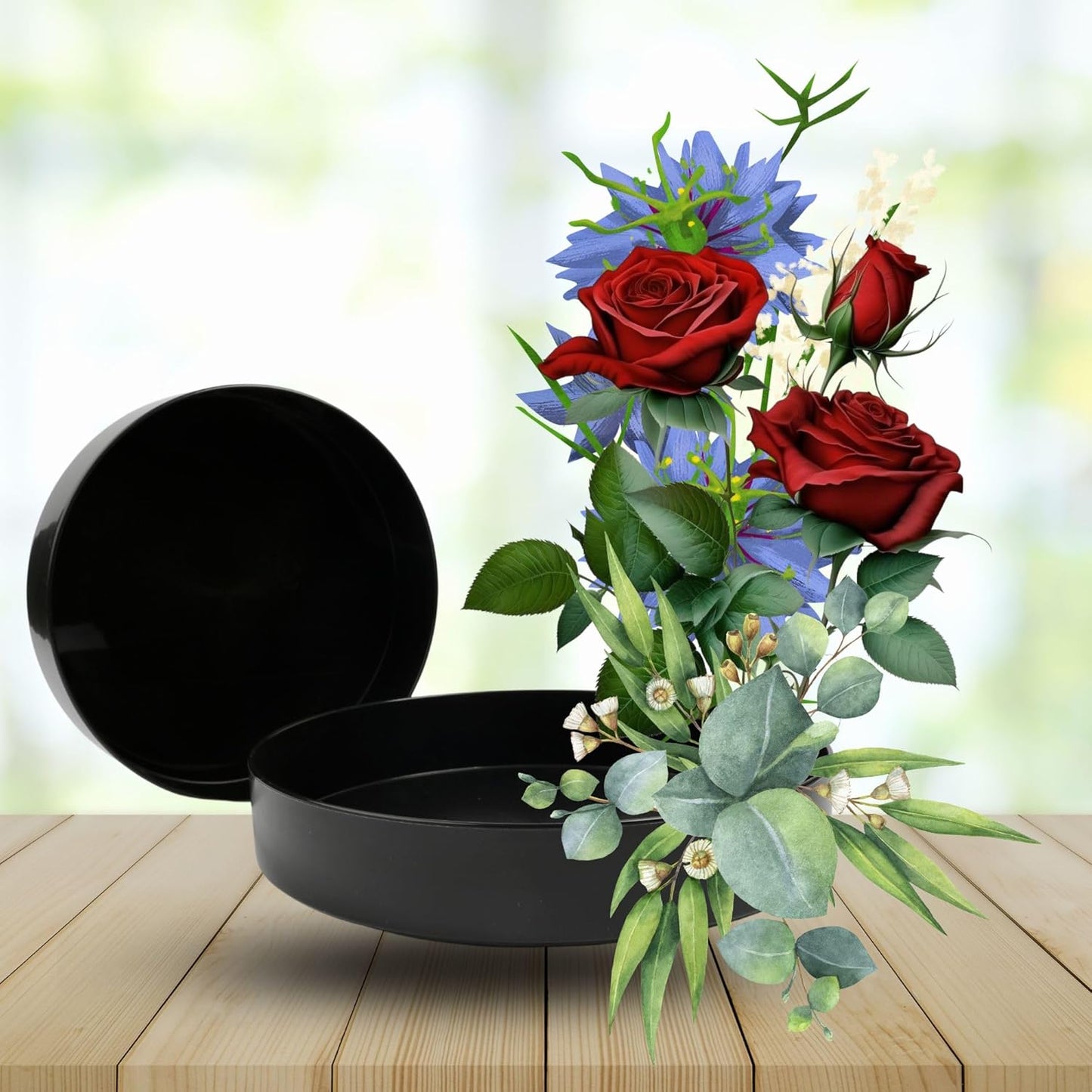 Marsrut 2Pcs Traditional Japanese Ikebana Suiban Pot: Round Plastic Bonsai Tray | Ikabana Vase Kit for Flower Frog, Branch, and Pebble Arrangement | Durable Bowl and Elegant Flower Container