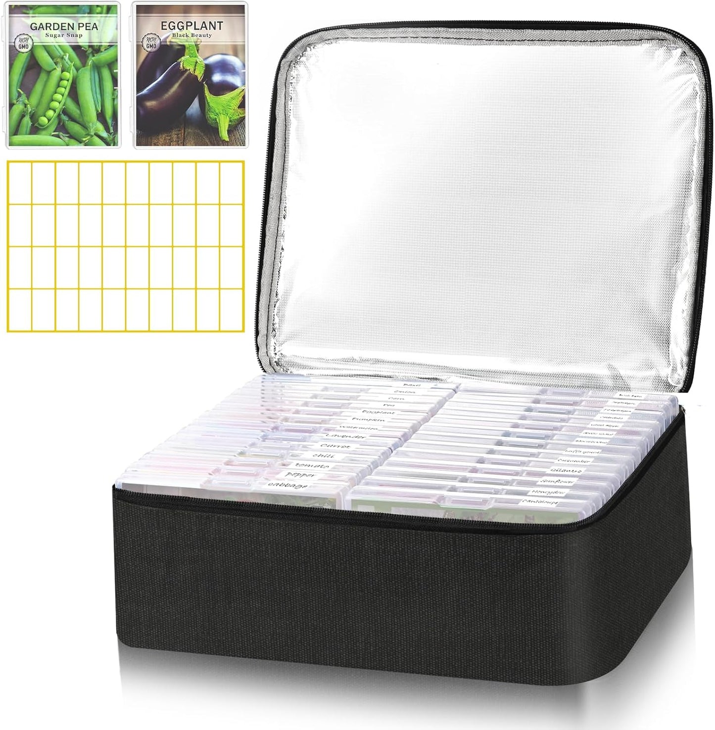 26 Slots Seed Storage Organizer Box with Insulated Bag That Holds 80-2