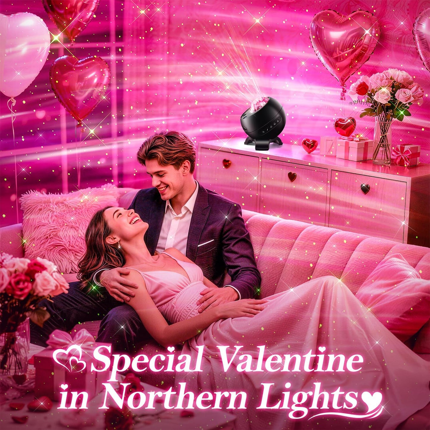 Northern Lights Projector Galaxy Projector for Bedroom, Birthday Gifts for Him 300+Colors Modes Aurora Light,15White Noise&Bluetooth Star Projector Galaxy Lights, Remote Ambient,Gifts for Boy