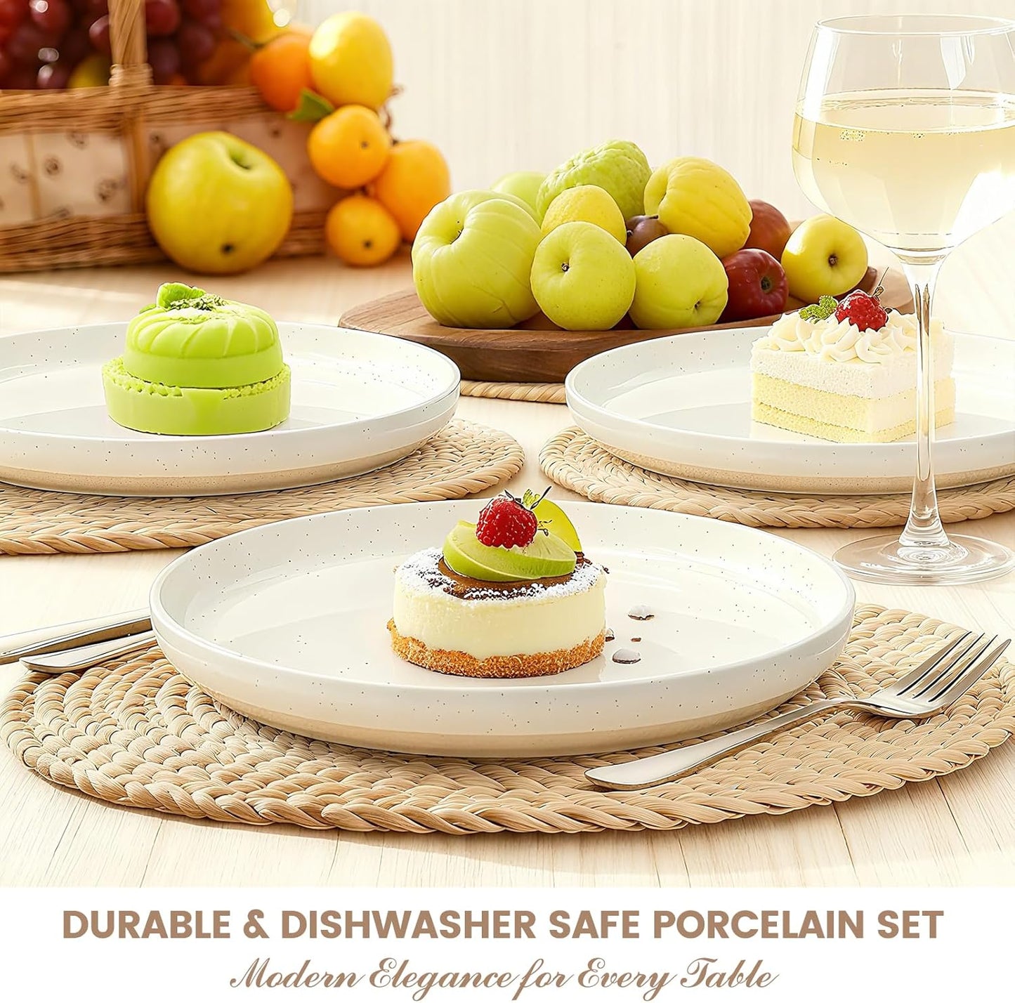Plates and Bowls Sets, Dinnerware Sets for 4, 12 Pieces Scratch Resist