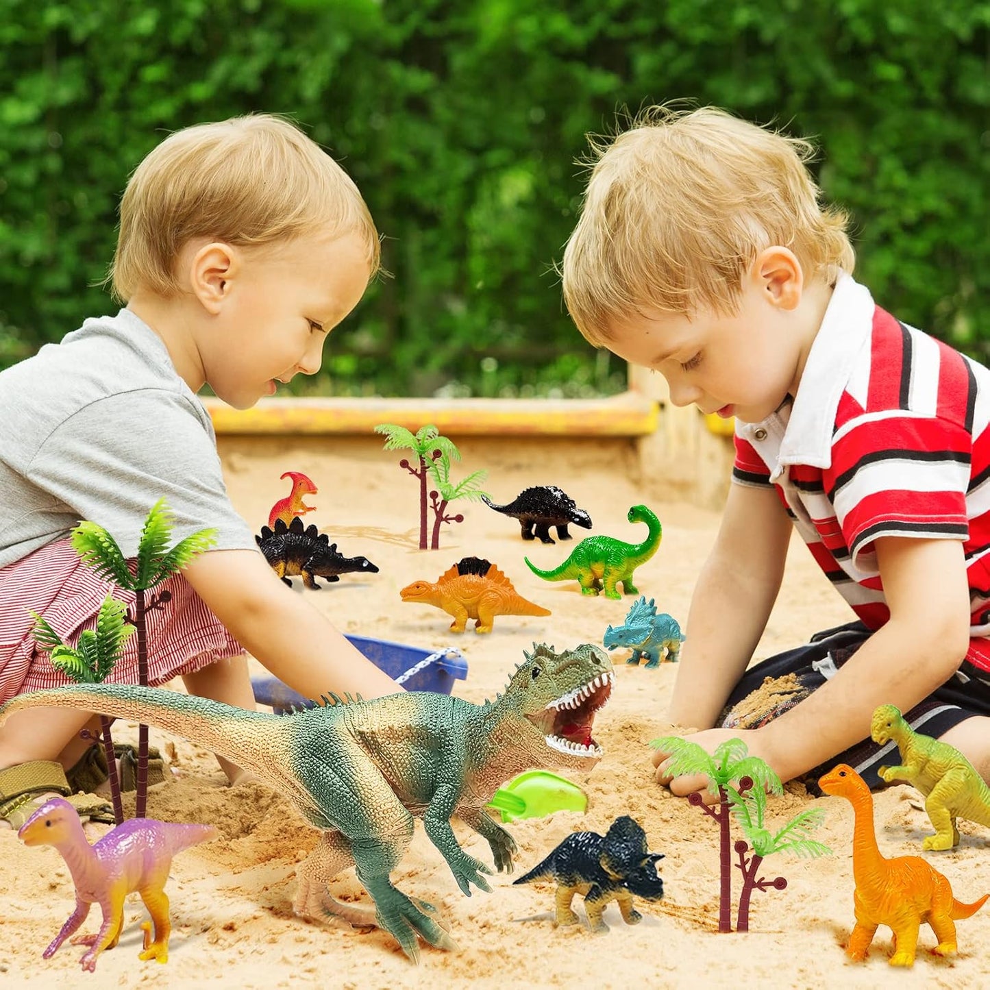 26 PCS Dinosaur Cake Toppers With Dinosaur Eggs Leaves Trees Cake Deco