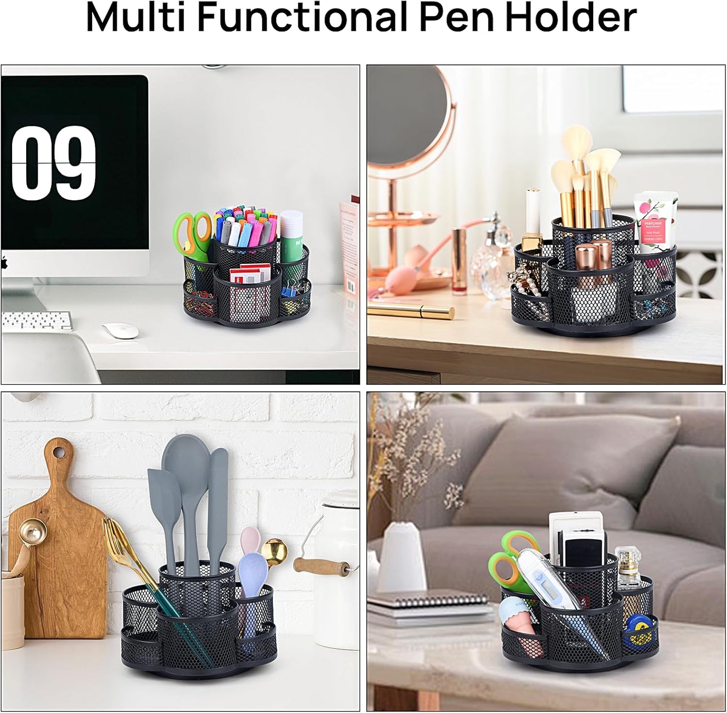 Topwey Pen Holder for Desk, 360 Rotating Pencil Holder, Cup Holder for