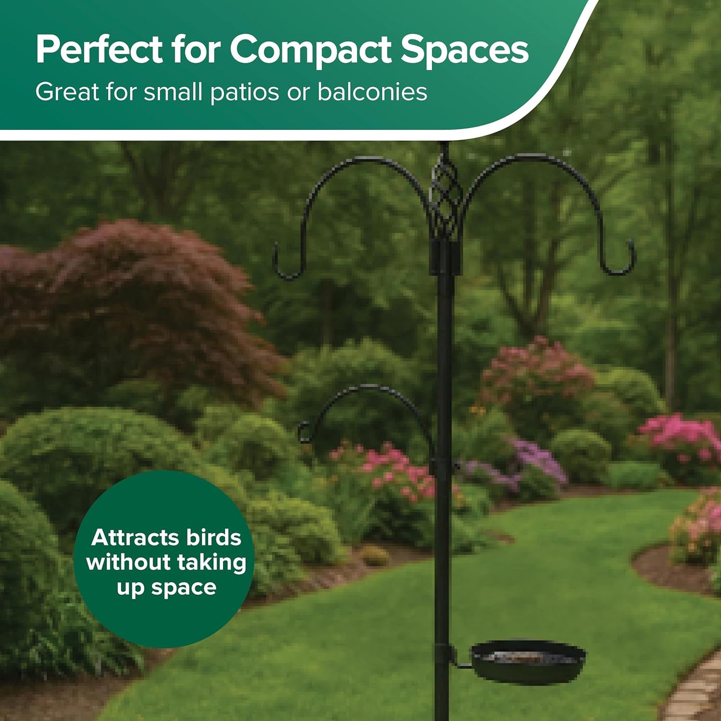 Gardman BA08015 Bird Feeding Station 2 Hook Square Tray, Matte Black