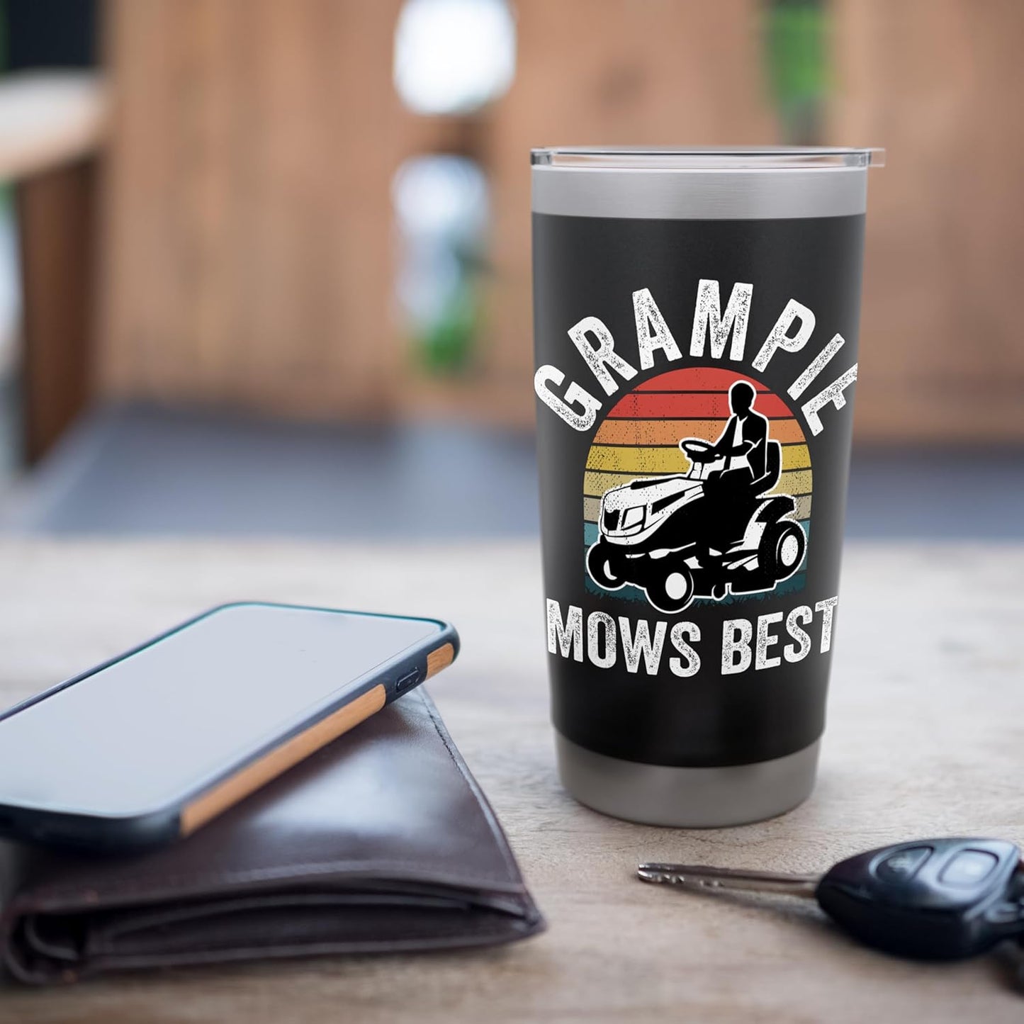 Grampie Mows Best Funny Gardener Lawn Care Father's Day Stainless Steel Insulated Tumbler
