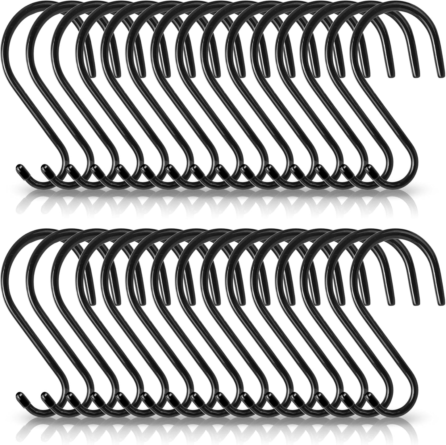 Antimbee 30 Pack Large S Hooks, 5.5 inch Vinyl Coated Heavy Duty S Hooks, S Hanger Closet Hook, Black Rubber S Hook for Hanging Plants, Garden Tools, Clothes, Jeans, Pot Pan